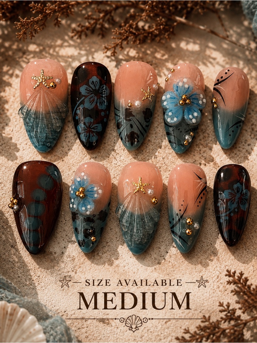 ✨ Ocean Garden Press-On Nails ✨